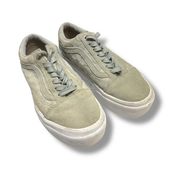 Vans Old Skool Stacked Embossed Check Platform Sneakers Shoes‎ Light Gray 7 - Picture 2 of 7